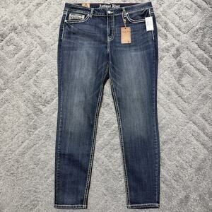Antique Rivet Jeans Rhinestone Studded Denim 36 High Rise Thick Stitch NWT